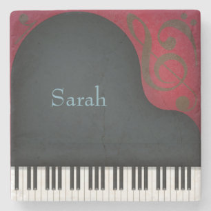 Black Grand Piano Darstellend Arts Personalisiert Steinuntersetzer
