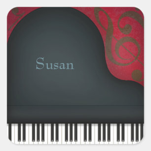 Black Grand Piano Individuelle Name Stickers