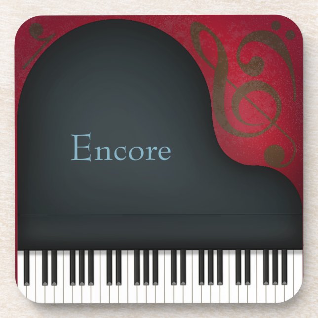 Black Grand Piano Personalisierte Musik Getränkeuntersetzer (Vorderseite)