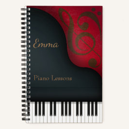 Black Grand Piano Pianist & Musician's Custom Notizbuch