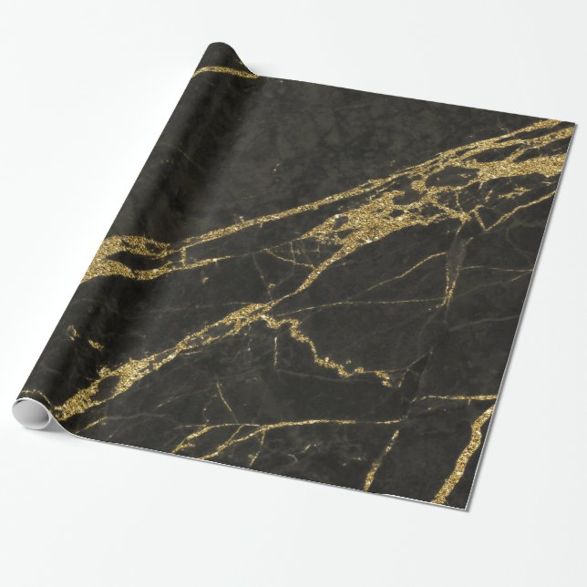 Black Granite & Gold Venen 4 Geschenkpapier (Ungerollt)