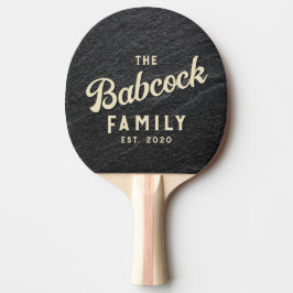 Black Granite Stone Retro Family Name & Year Tischtennis Schläger