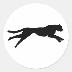 Black graphic art cheetah runder aufkleber
