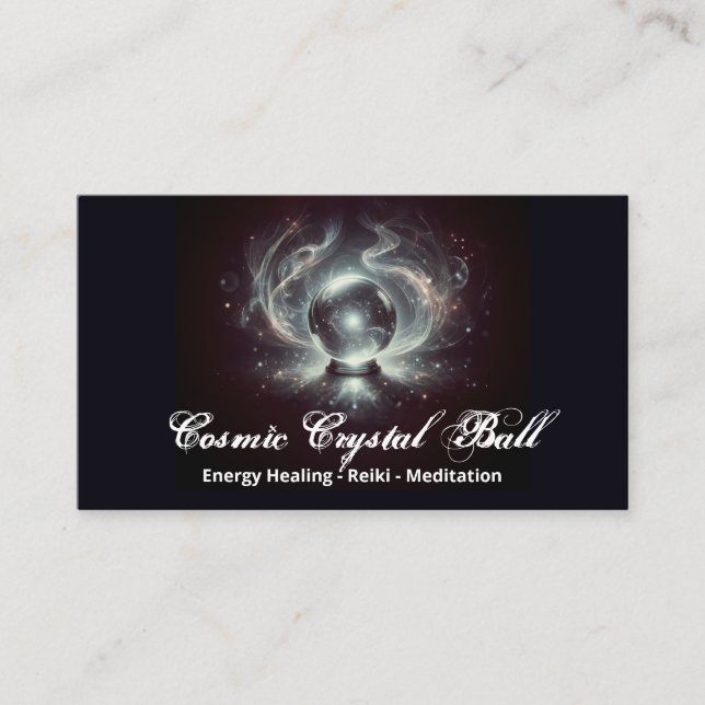 Black Graue Kristallkugel Energie Reiki Meditation Visitenkarte (Vorderseite)
