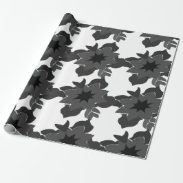 Black Gray Abstrakt Floral Weddings Verlobung Geschenkpapier