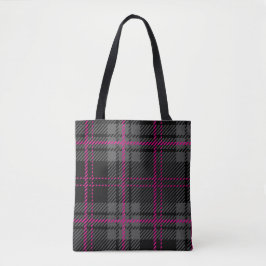 Black Gray and Pink Tartan Print Plaid Scottish Tasche