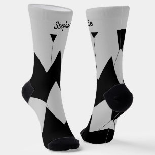 Black Gray Art Deco Design Socken