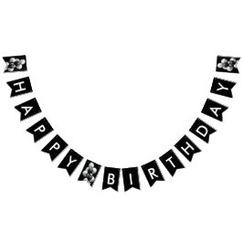 Black Gray Balloon Chic Happy Birthday Wimpelkette
