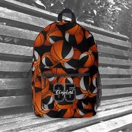 Black gray basketball team colors w jersey number bedruckter rucksack