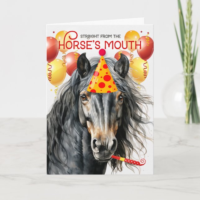 Black Gray Brown Horse Funny Birthday Karte (Vorderseite)
