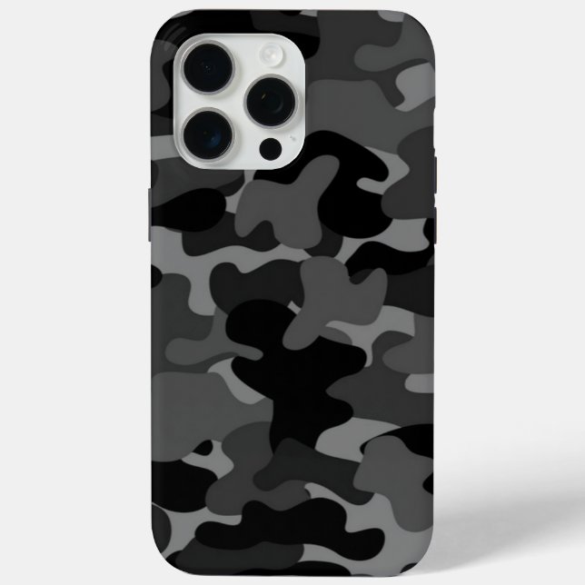 Black Gray Camouflage Case-Mate iPhone Hülle (Rückseite)