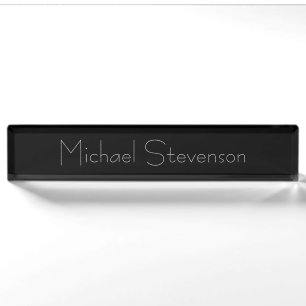 Black Gray Elegante Moderne Business Namplate Namensplakette