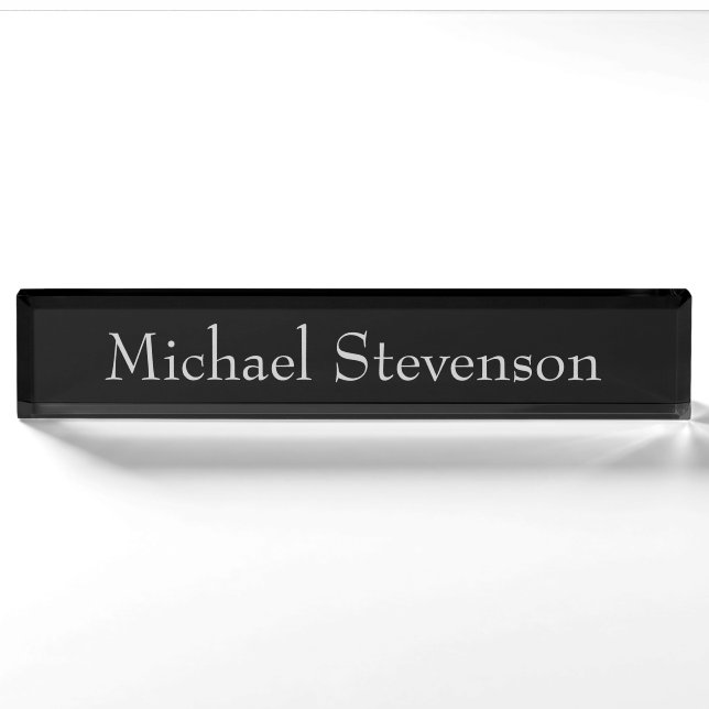 Black Gray Elegante Moderne Business Namplate Namensplakette (Vorderseite)
