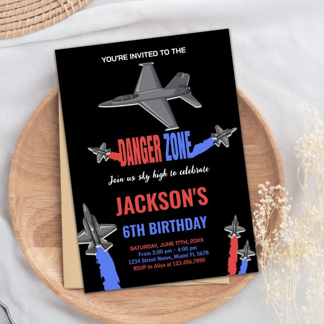 Black Gray Fighter Jet Birthday Einladungen (Black Gray Fighter Jet Birthday Invitations)
