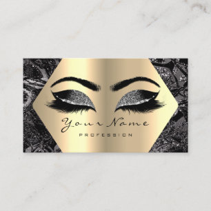 Black Gray Gold Glitzer Makeup Artist Lashes Visitenkarte