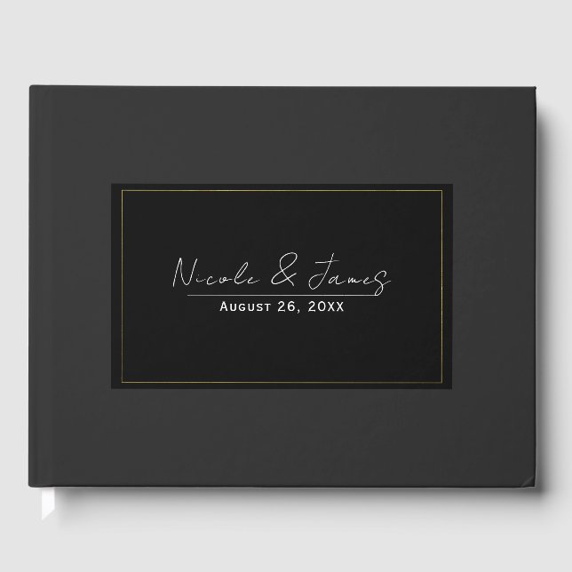 Black Gray Gold Moderne Highlights Gästebuch (Vorderseite)