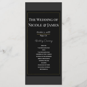 Black Gray Gold Modernes Minimales Hochzeitsprogra Programm