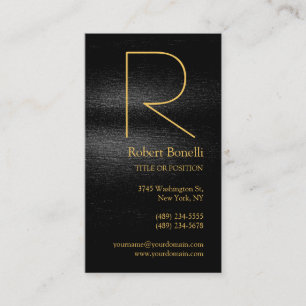 Black Gray Gold Monogram Business Card Visitenkarte