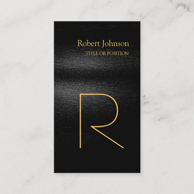Black Gray Gold Monogram Business Card Visitenkarte (Vorderseite)