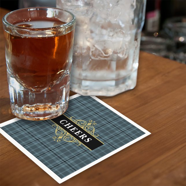 Black Gray Kariert Elegantes Party Serviette (Von Creator hochgeladen)