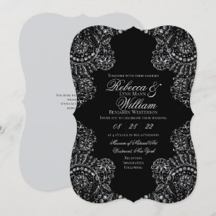 Black Gray Lace Elegante Gotische Hochzeitseinladu Einladung