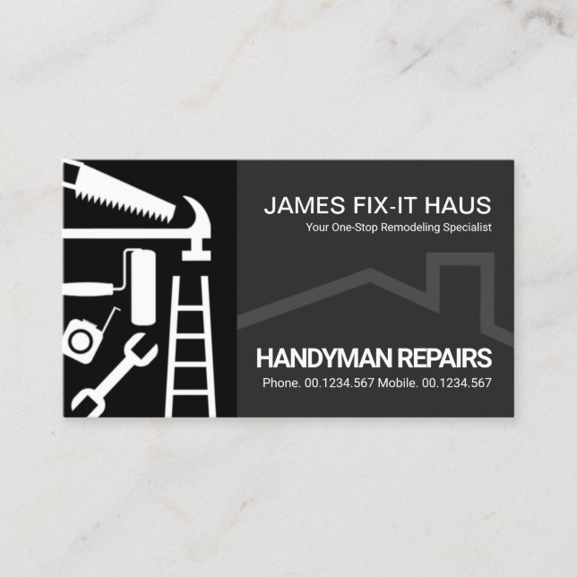 Black Gray Layers Handyman Tools Visitenkarte (Vorderseite)