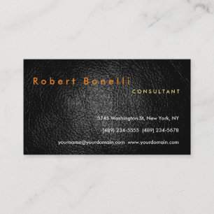 Black Gray Leather Effect Consultant-Visitenkarte Visitenkarte