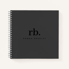 Black & Gray Minimal Monogram Clean Professional Notizbuch