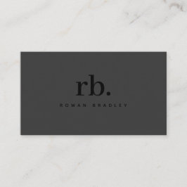 Black & Gray Minimal Monogram Clean Professional Visitenkarte