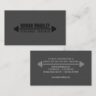 Black & Gray Minimalist Personal Trainer Fitness Visitenkarte