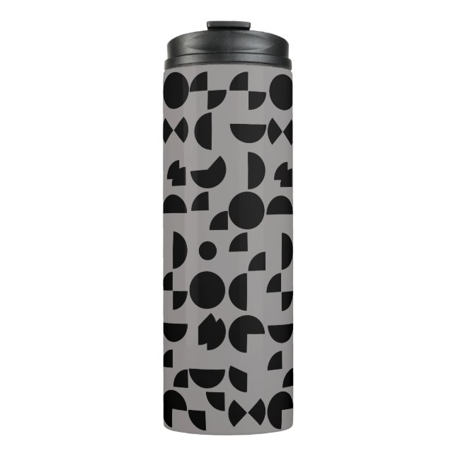 Black Gray Modern Elegantes geometrisches Tribal Thermosbecher (Vorderseite)