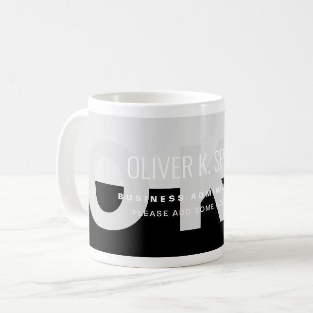 Black Gray Moderner Beruflicher Name Kaffee Tasse (Vorderseite Links)