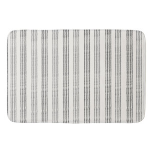 Black Gray Moderner Minimalistisch Stripe Boho Badematte