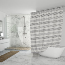 Black Gray Moderner Minimalistisch Stripe Boho Duschvorhang