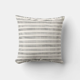 Black Gray Moderner Minimalistisch Stripe Boho Kissen