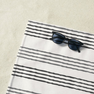 Black Gray Moderner Minimalistisch Stripe Boho Strandtuch