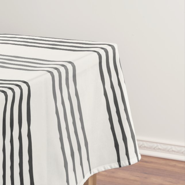 Black Gray Moderner Minimalistisch Stripe Boho Tischdecke (Beispiel)