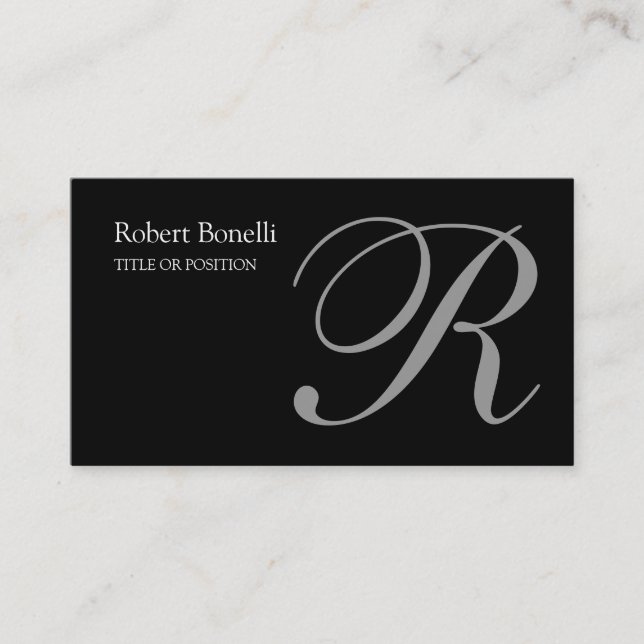 Black Gray Monogram Business Card Visitenkarte (Vorderseite)