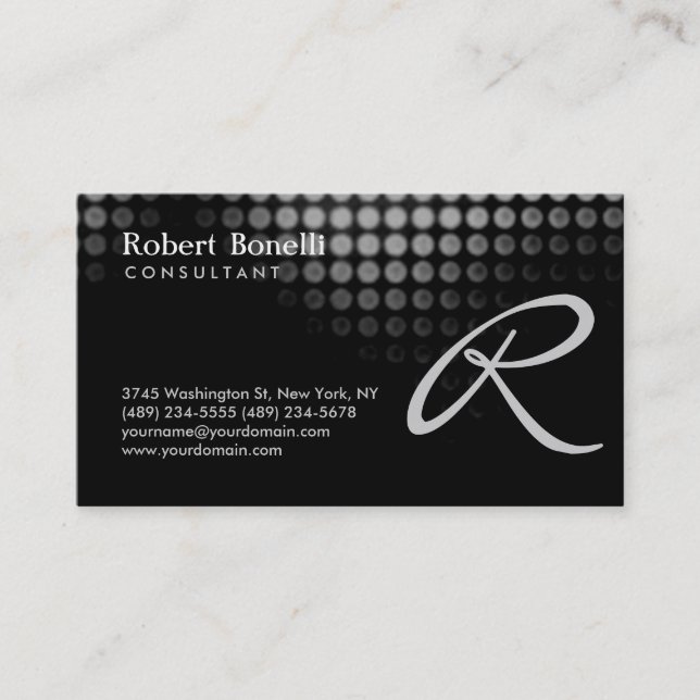 Black Gray Monogram Consultant Business Card Visitenkarte (Vorderseite)