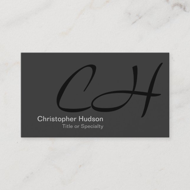 Black Gray Monogram Consultant Business Card Visitenkarte (Vorderseite)