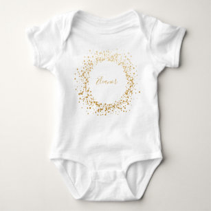 Black Gray Ombre Gold Confetti Dots Personalisiert Baby Strampler