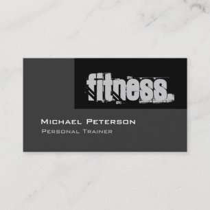 Black Gray Personal Trainer Fitness Business Card Visitenkarte