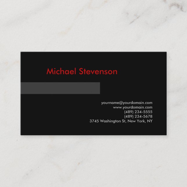 Black Gray Red Consultant Business Card Visitenkarte (Vorderseite)