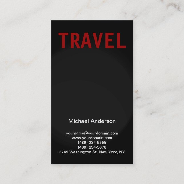 Black Gray Red Travel Agent Business Card Visitenkarte (Vorderseite)