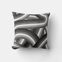 Black/Gray Retro Rainbow Stripes Pattern Kissen