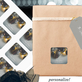 Black Gray Retro Weihnachtsschmuck Quadratischer Aufkleber