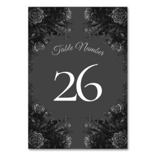 Black Gray Rose Gothic Wedding Tischnummer