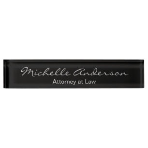Black Gray Script Anwalt bei Law Namplate Namensplakette