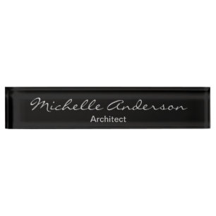 Black Gray Script Architect Namplate Namensplakette