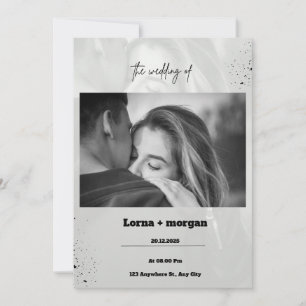 Black Gray Simple Wedding Einladung
